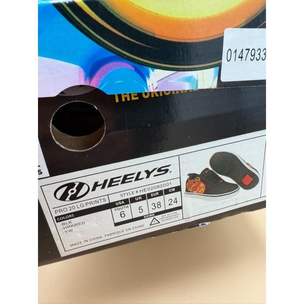 Heelys Pro 20 Black Red Flames Youth 6 Women's 7‎ w/ Box 1 Wheel - Picture 6 of 9